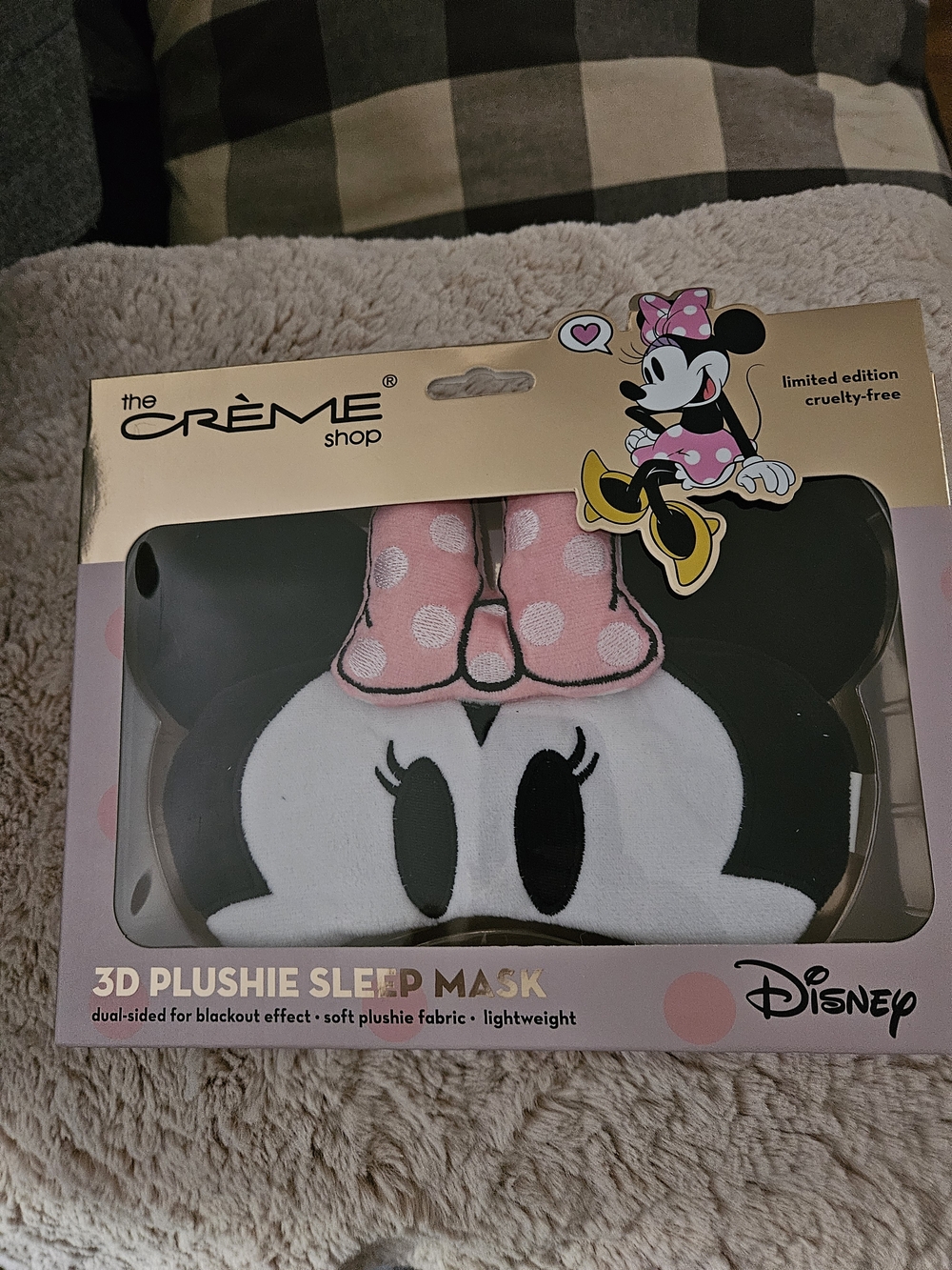Disney Minnie Mouse 3D Plush Sleep Mask - Pink Bow & Black Face